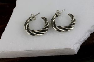 Twist Silver Hoop Earrings