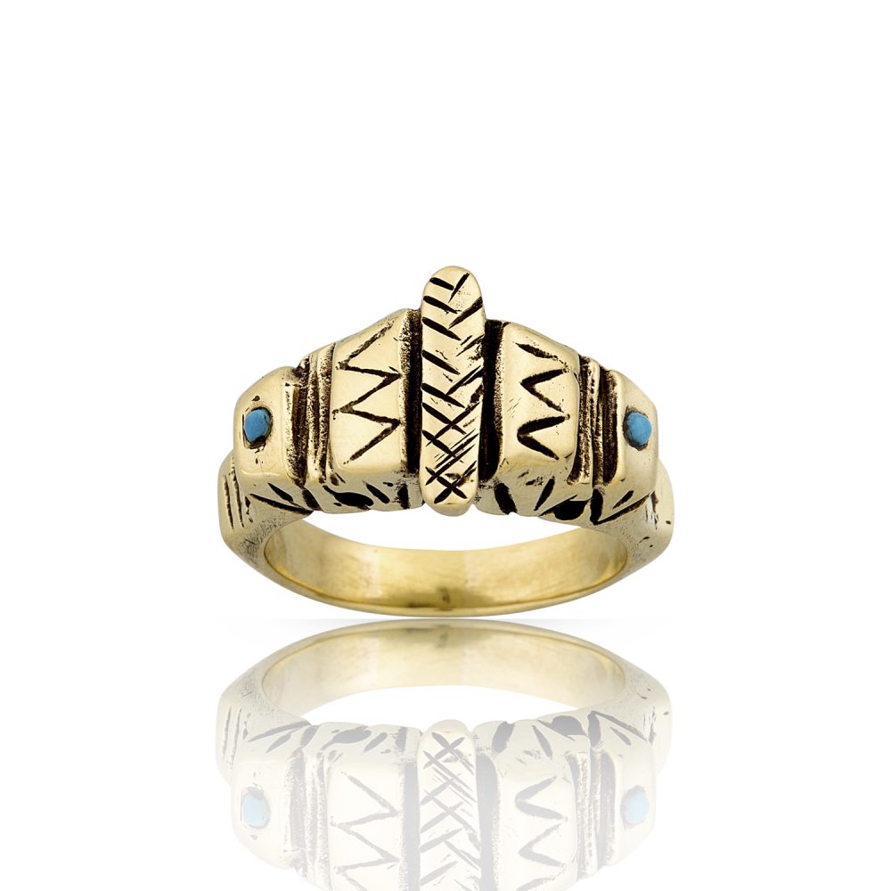 Aztec Turquoise Gold Ring