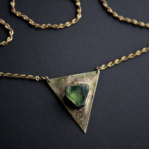 Raw Fluorite Triangle Necklace