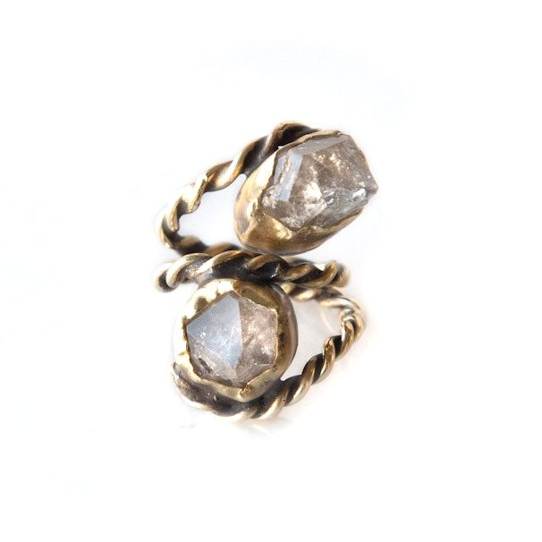 Double Herkimer Crystal Ring