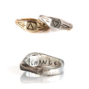two Aztec Change Gold And Silver Ring Set