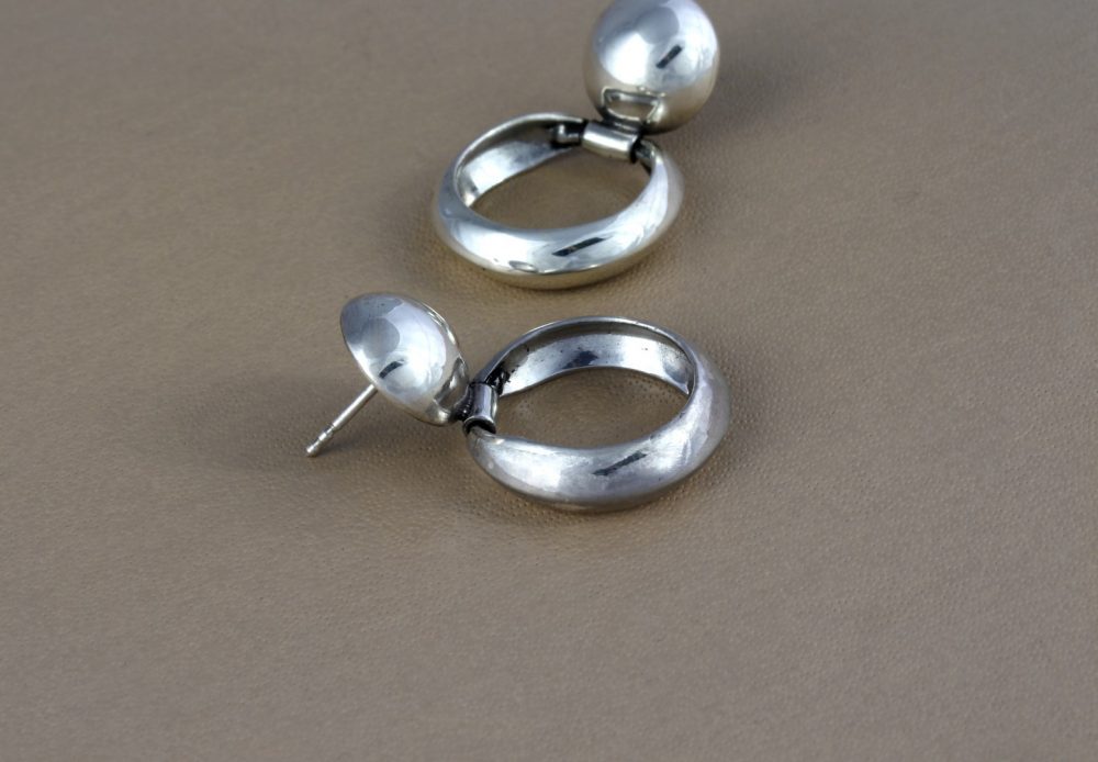 Arctic Hoop Articulated Silver Earrings
