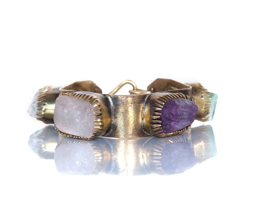 Iris Raw Crystal Cuff - Break A Stone Jewelry