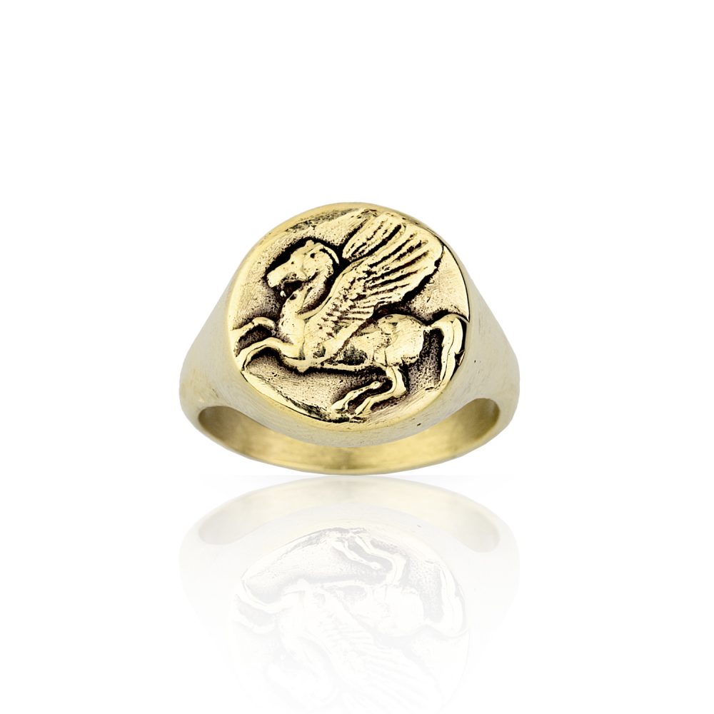 Pegasus Signet Gold Ring
