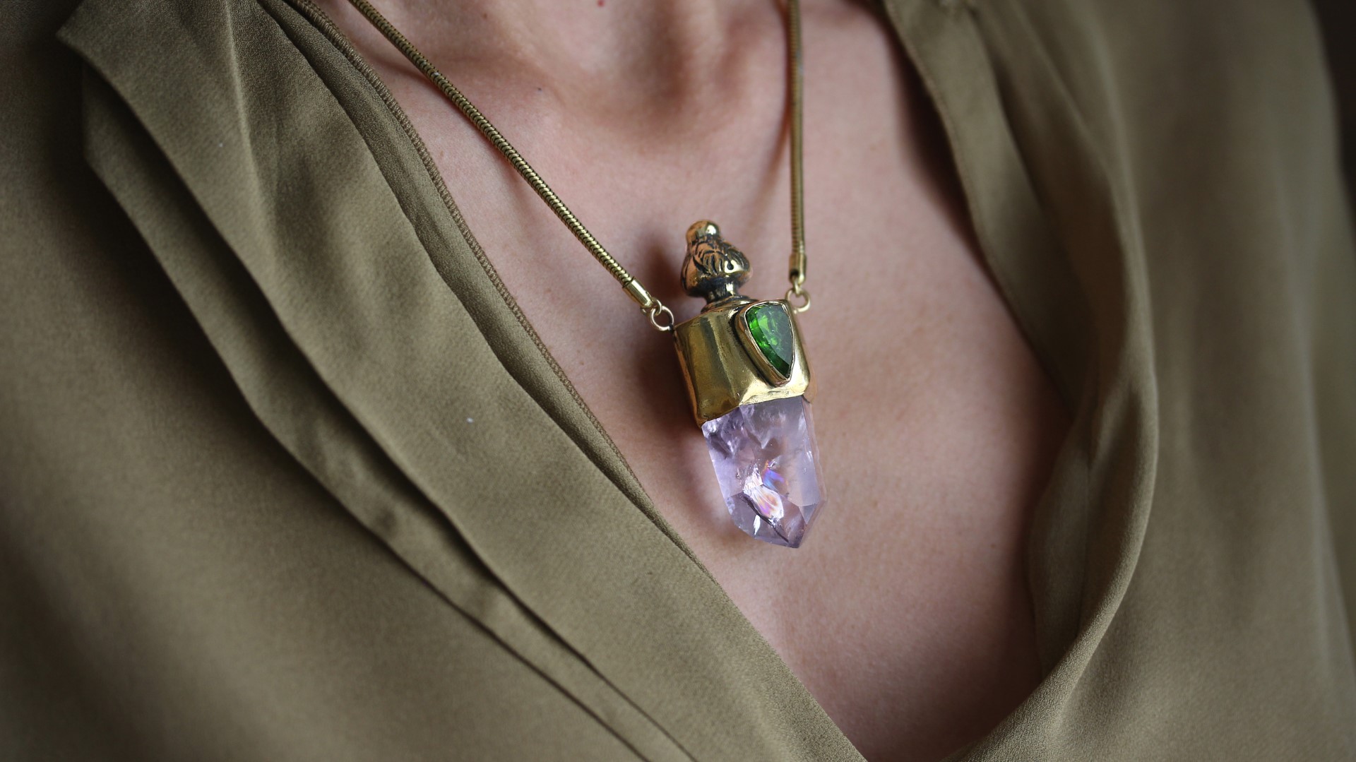 Amethyst And Dioptase Necklace