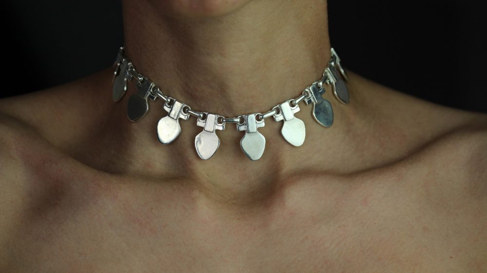 Medea silver modernist necklace