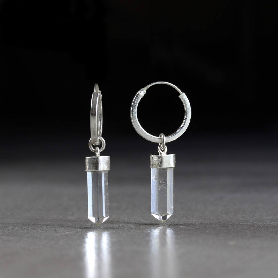 Clear Quartz Hoop Earrings Crystals Crystals Hoops Clear Quartz Earrings Clear Quartz