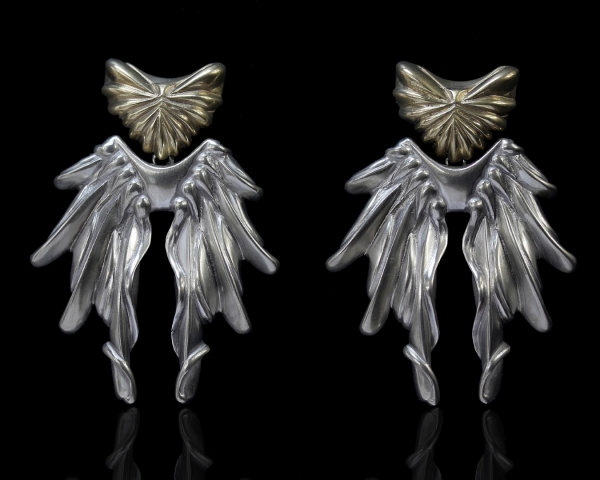 Phoenix Dangling Earrings Gold And Silver