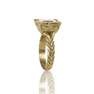 Isabetta Emerald Cut Quartz Gold Ring