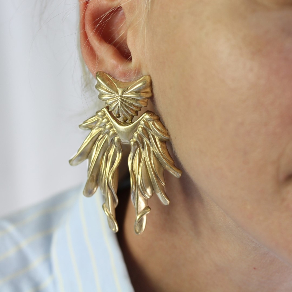 Phoenix Dangling Earrings Gold