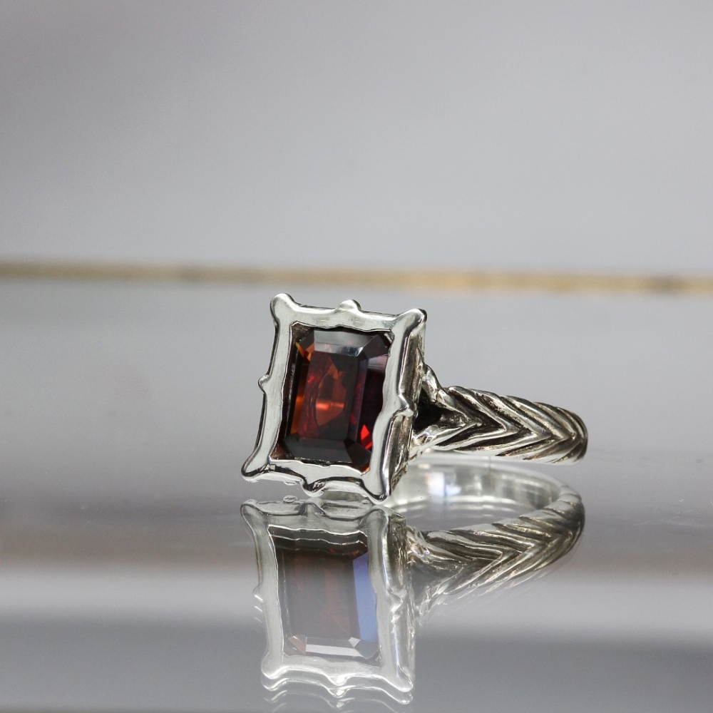 Isabetta Emerald Cut Garnet Ring