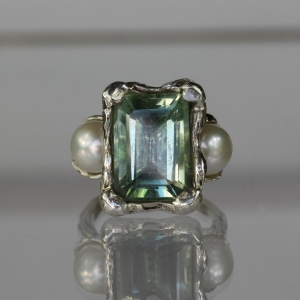 Calypso Green Crystal and Pearls Ring